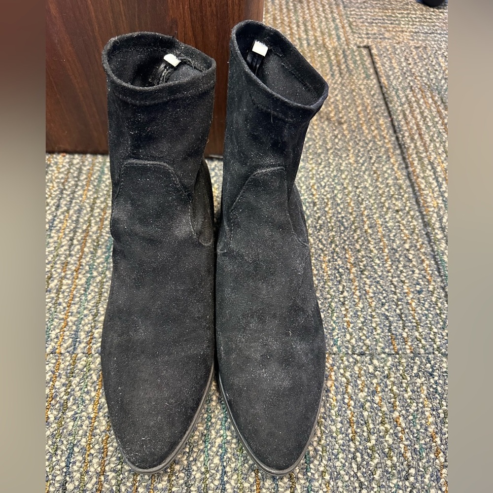 Black faux suede ankle boots